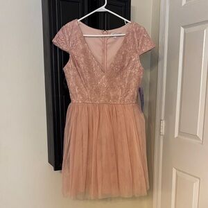 Chic Blush Lace Formal Dress